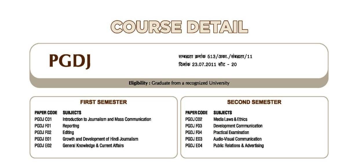 P.G. Diploma in Journalism & Master In Journalism